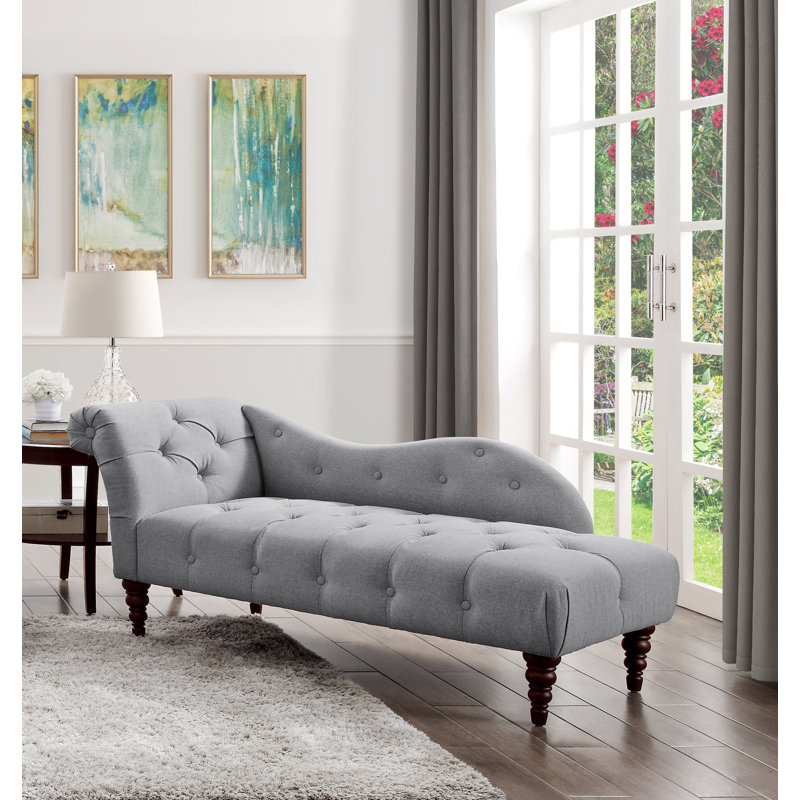 Méridienne capitonnée moderne traditionnelle 1pc, Tissu gris