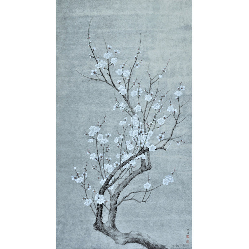 Plum Blossoms by Xiu Yitang - Asian Botanical Painting Hanging Scroll