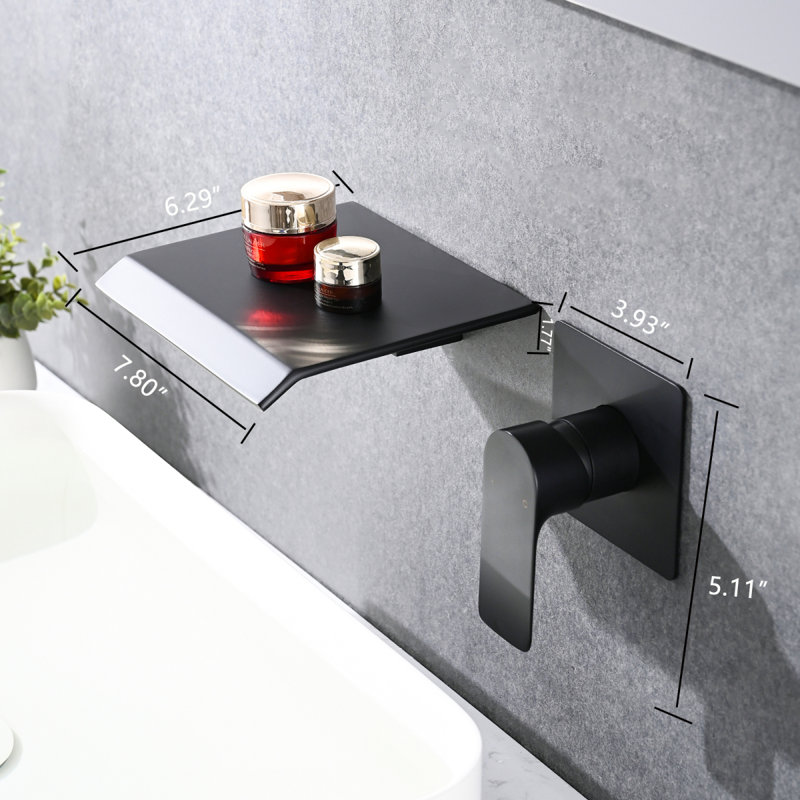 Wall Mount Bathtub Faucet Matte Black Single Handle Modern Bathroom Sink Faucet With Rough In Valve High Flow Filler Waterfall Tub Spout