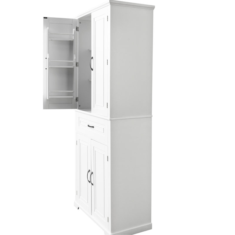 Bathroom Storage Solution: Tall White Cabinet With Drawer For Versatile Arrangements