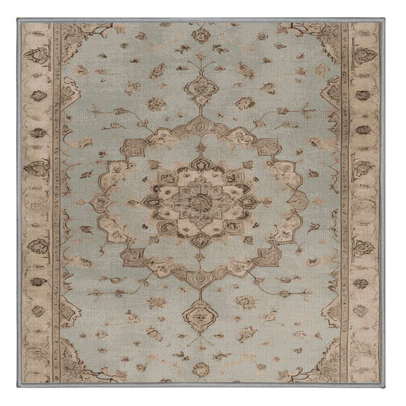 Tapis gris Tabriz lavable à la machine, Carré 3 pi