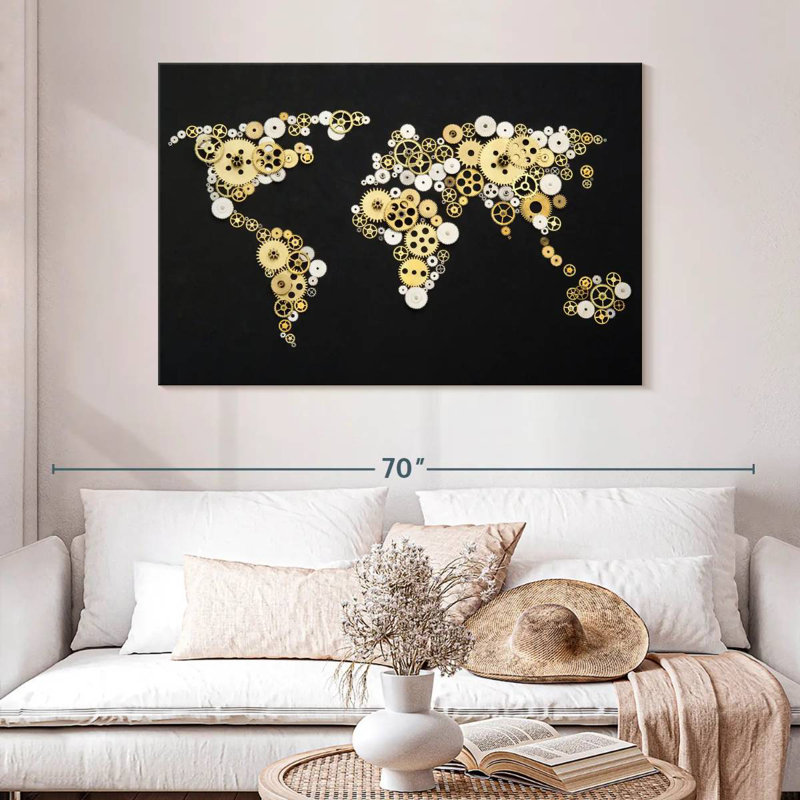 Carte du monde Aliaz Gear, H 32 po x l 48 po