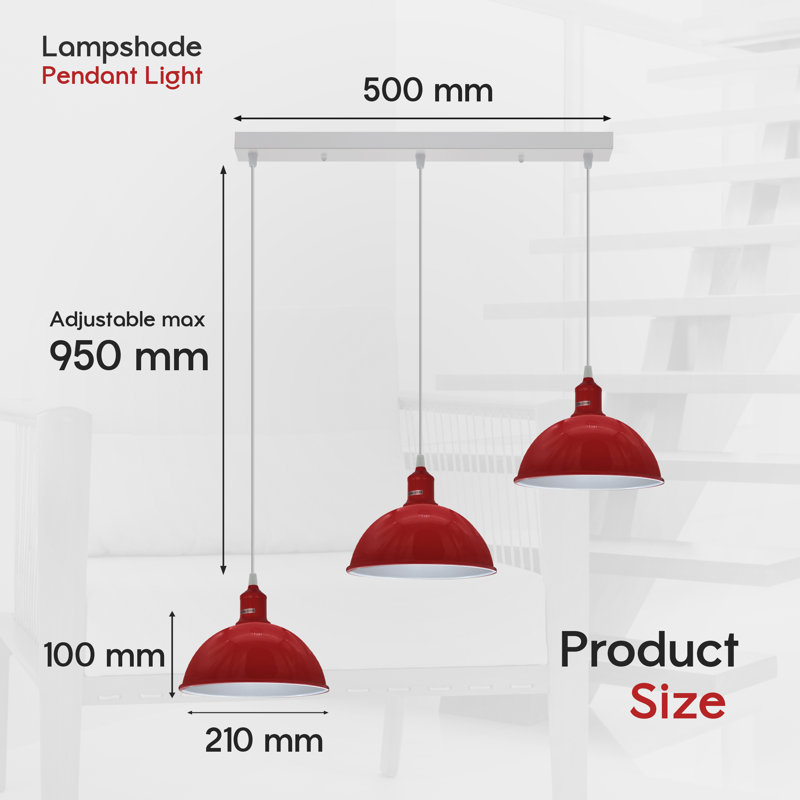 Labeeb 3 - Light Kitchen Island Pendant, Red
