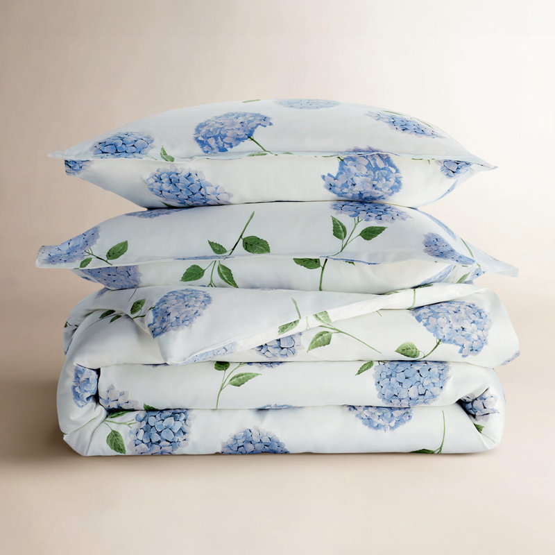 Ensemble de housse de couette en coton Audrina, Housse de couette simple + taie décorative standa, Bleu