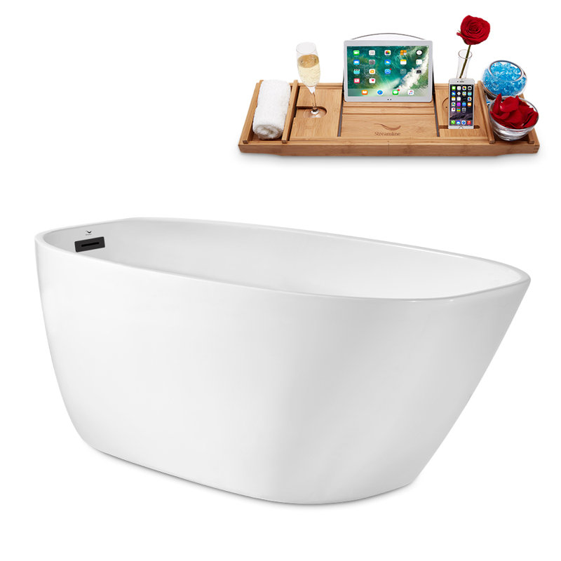 63'' x 29.5'' Freestanding Soaking Acrylic Bathtub, Matte Black