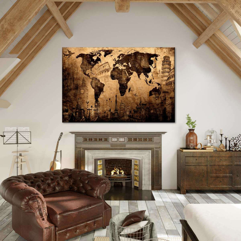 «Old Landmark World Map», reproduction sur toile, H 32 po x l 48 po x P 1,25 po