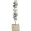 Sculpture circulaire Cecel en métal gris abstrait avec base en bois brun-541011967