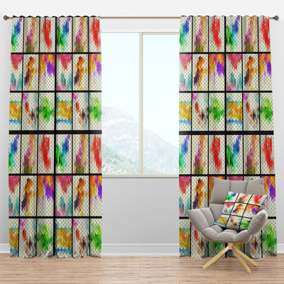 Compilation of Triangular Geometry - Argyle Curtain - Velvet Room darkening - 1 panel
