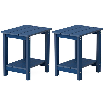 Outdoor Side Table Adirondack Tables Weather Resistant Patio Table Plastic Outdoor End Tables（Set Of Two）
