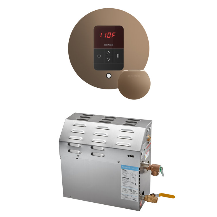 MS 9 kW (9000 W) Steam Shower Generator Package with round iTempo Control in Nouveau Bronze