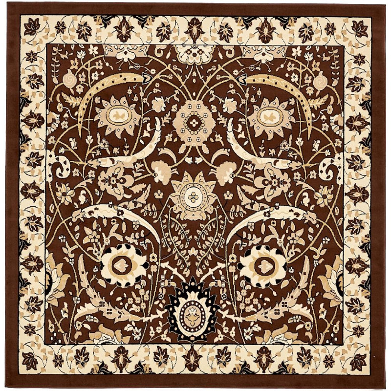 Kashan Floral Indoor Rug, Square 8'