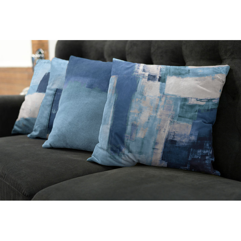 Reversible Pillow Cover, 16" H x 16" W, Dark Violet Blue / Pearl