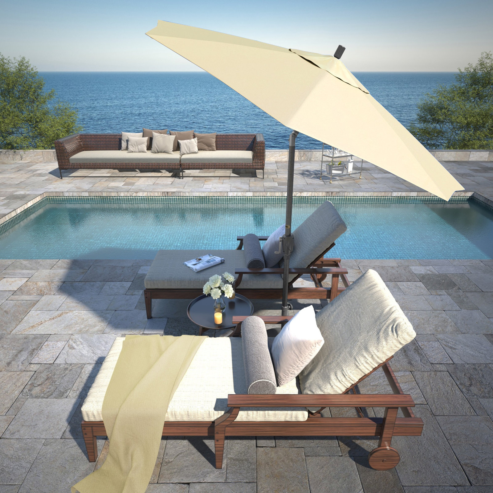 Lexia 90'' Sunbrella® Outdoor Umbrella, Antique Beige Sunbrella® Canvas