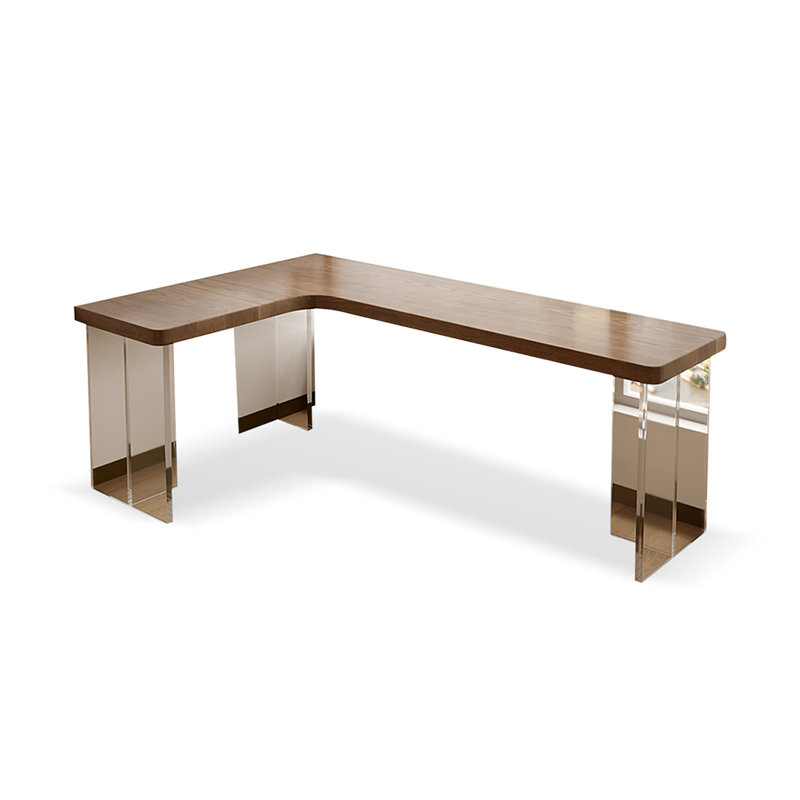 Bureau d'angle en bois massif, Retour à gauche, H 29,53 po x l 70,87 po x P 47,24 po
