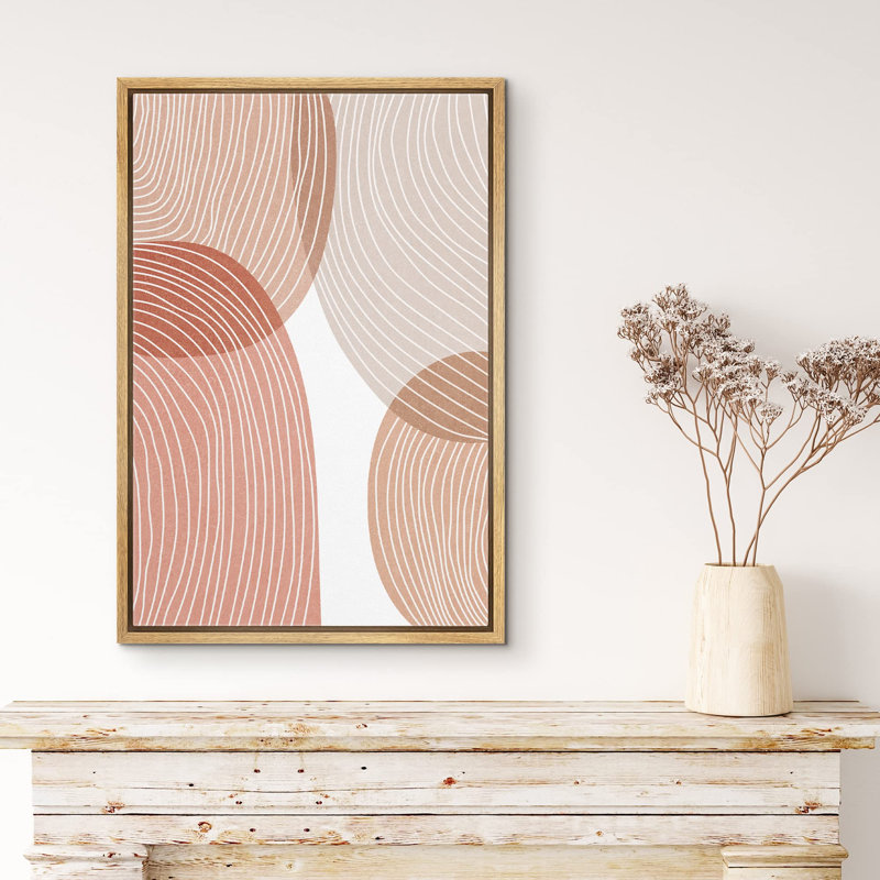 Ligne géométrique «Red Brown Nordic Circle Stripe Collage» sur, Naturel, H 24 po x l 16 po