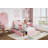 Twin Boucle Upholstered Platform Bed with Bookcase Headboard & 2 Drawers, Pink-245738883-245738886