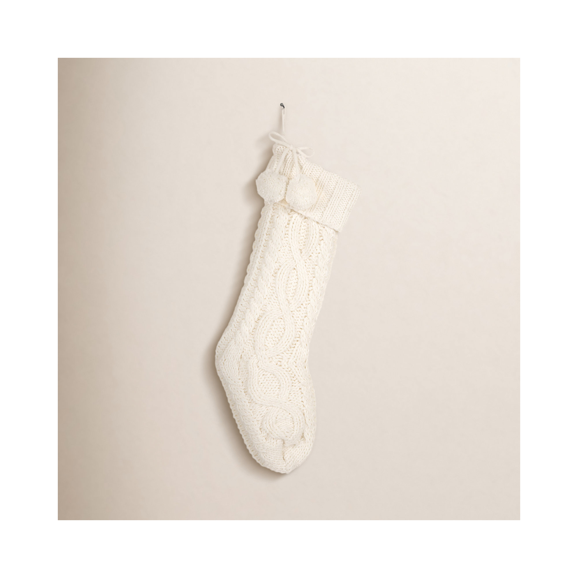 Knitted Christmas Stocking, White