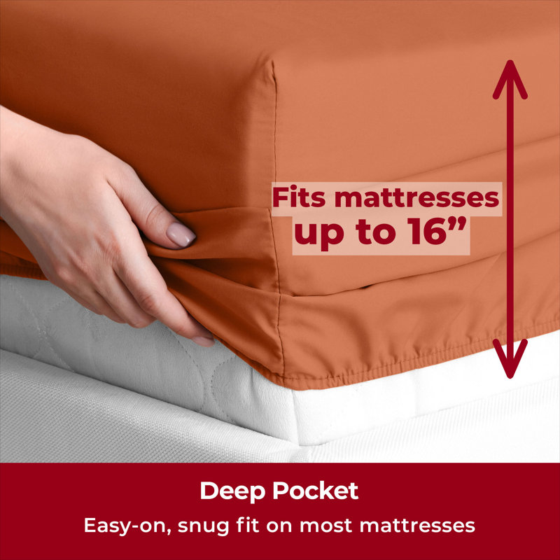 Mellanni 1800 Bed Sheets Queen Terracotta, Queen Sheet Set, Terracotta