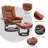 32" Contemporary Leather Recliner and Ottoman with Swiveling Mahogany Wood Base-71074099