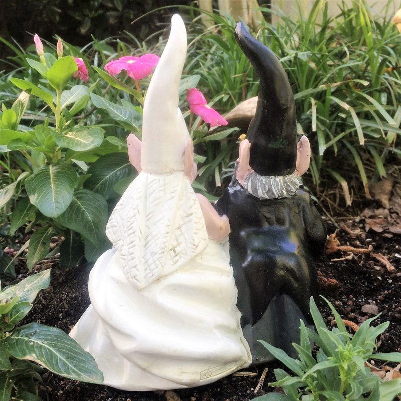 Statue de jardin mariage de mariés Nownay Gnome Bride and Groom, H 7,75 po x l 6,5 po x P 4,13 po