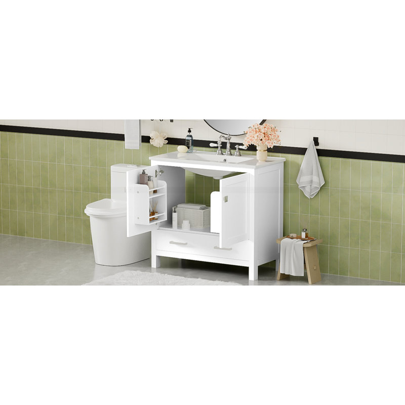 Meuble-lavabo 36 po avec lavabo en céramique, Blanc