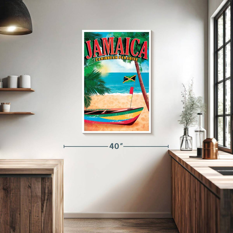 Affiche rétro de la Jamaïque, H 39 po x l 26 po