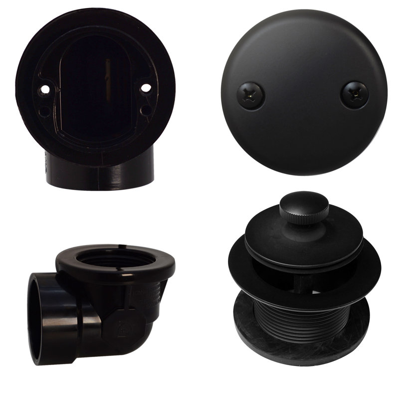 Paquet de plombier 1-1 / 2 en ABS 40 po avec trop-plein à deux trous et coudes, Noir mat