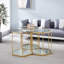 Table de bout en verre, table d'intérieur, table de chevet, table de chevet avec cadre en acier inoxydable-1604317687