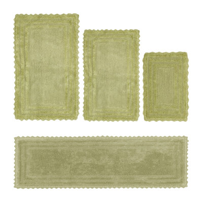 Rasika 100% Cotton Tufted 4  Piece Bathroom Rug Set, Reversible, Super Absorbent & Extra Soft Machine Washable Bath Rug Ideal for Shower & Tub Areas