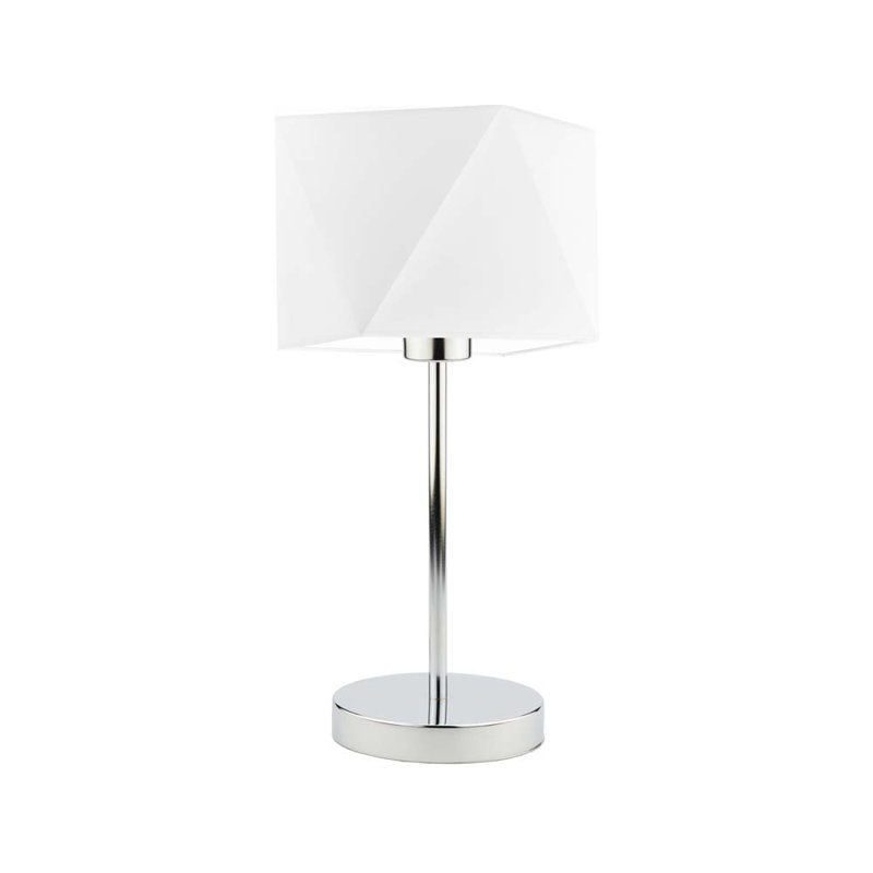 Denzal Metal Table Lamp, Chrome, White