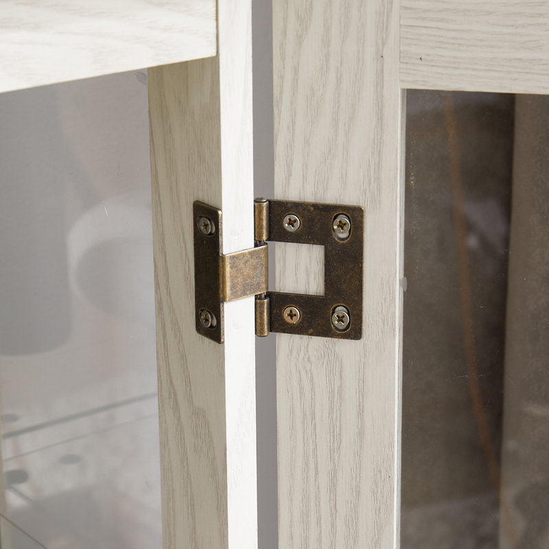 Élégante vitrine vitrée lumineuse avec tablettes réglables, 2 portes, 1 tiroir et ampoule, Noir, Yes