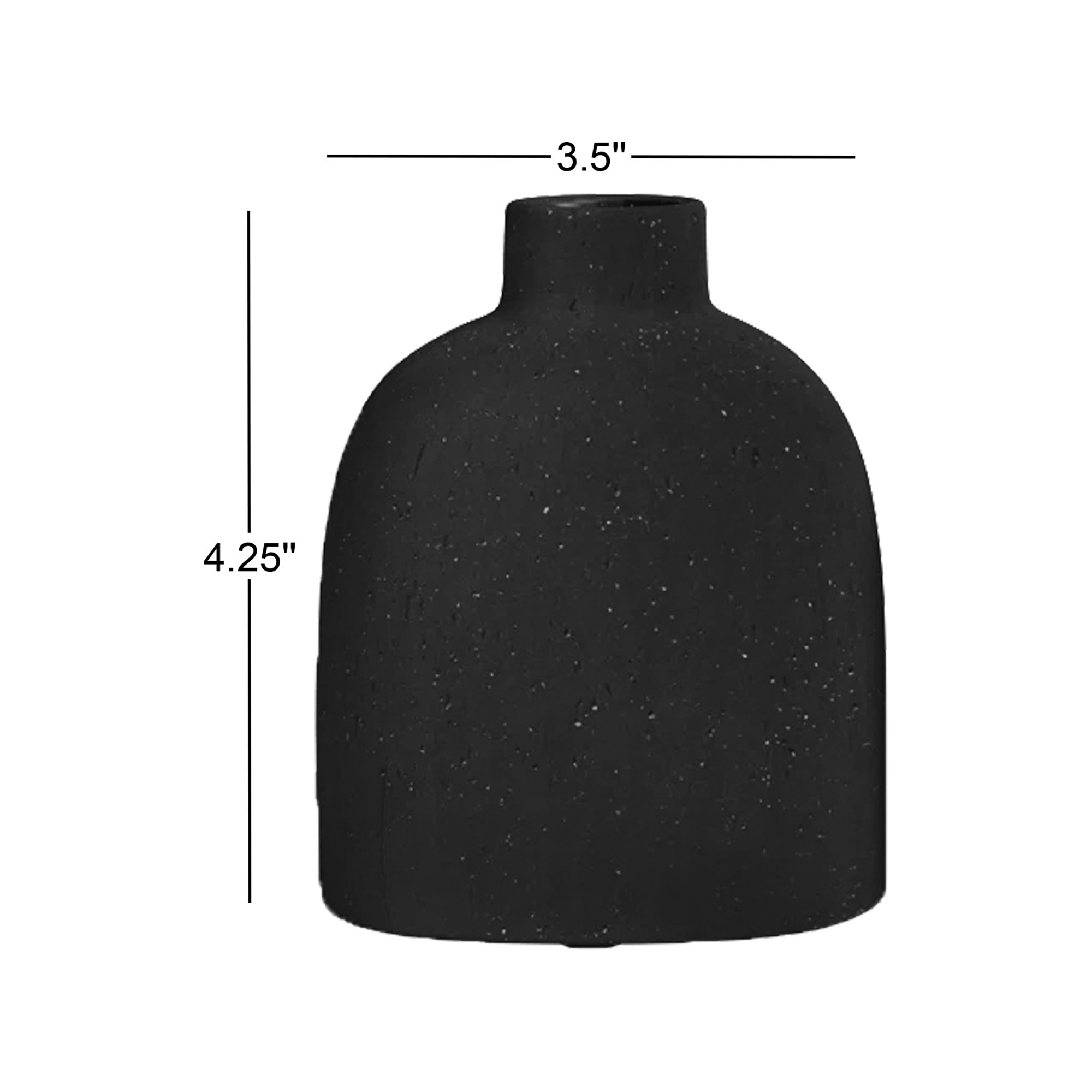 Abie Handmade Ceramic Table Vase, Black, 4.25" H x 3.5" W x 2" D