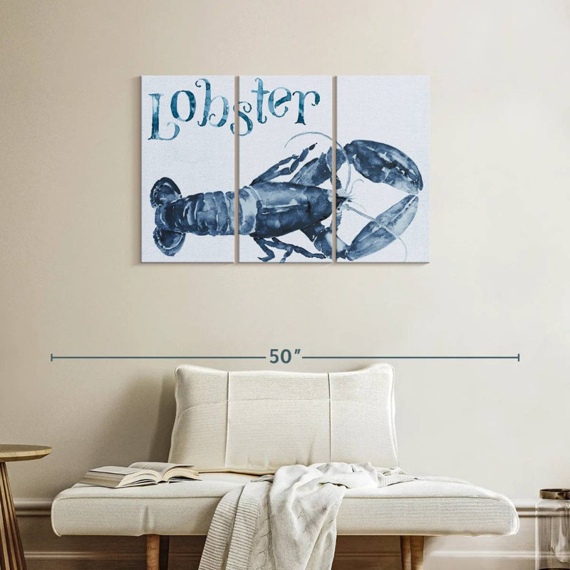 Brampt Beach House Kitchen Blue Lobster, 24" H x 38" W