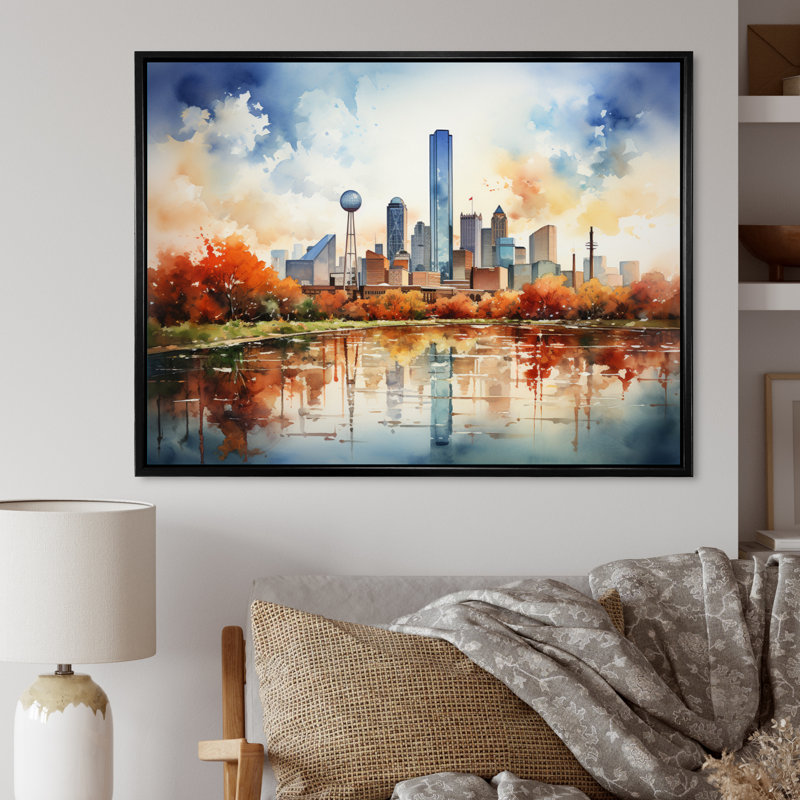 Dallas Perspectives IV, reproduction d'art sur toile, H 24 po x l 32 po x P 1 po, Cadre flottant noir