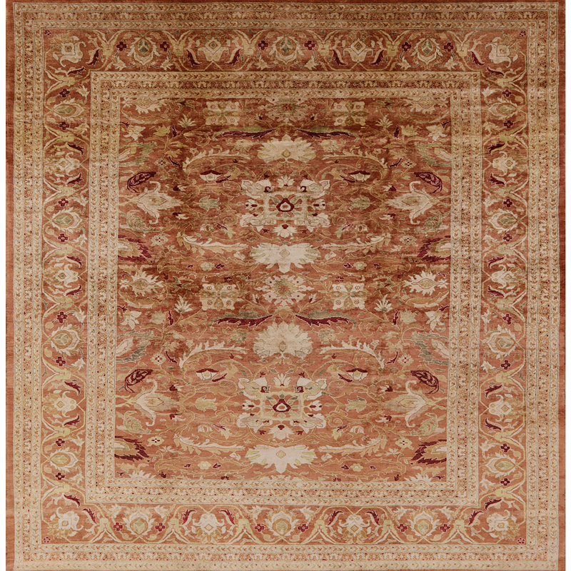 Tapis oriental brun Hovagim, Carré 3 pi