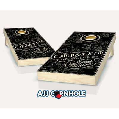 2' x 1' Microbrewery Stained Wedding Personalized Solid Wood Cornhole Set with Bags