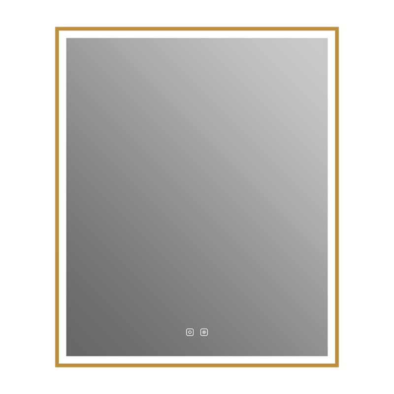 Eden 30" x 36" Rectangular LED Wall Mounted Mirror with Aluminum Frame, Defogger, Adjustable Temperature & Brightness - Brushed Gold