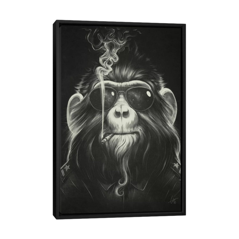 « fumee em », impression sur toile, H 26 po x l 18 po x P 1,5 po, Toile avec cadre noir, Pas de tapis