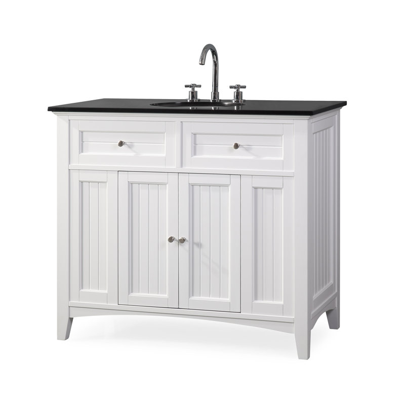 Ensemble de meuble-lavabo simple 42 po Eugene, Blanc pur, Noir