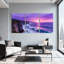 Paysage et nature, ciel mauve, vagues de l'océan, falaises, coucher de soleil, oiseaux, ensemble de 3 impressions sur toile-1226735765