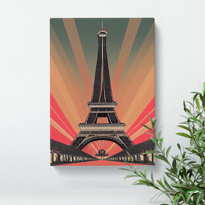 Eiffel Tower Art Deco No.4 - Wrapped Canvas Print, 50cm H x 35cm W x 3cm D