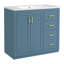 Meuble-lavabo 36 po avec lavabo en céramique, cadre, 3 tiroirs et portes à fermeture douce pour un rangement élégant