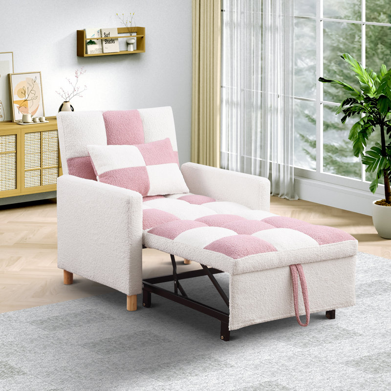 Upholstered Armchair, Pink/White Teddy
