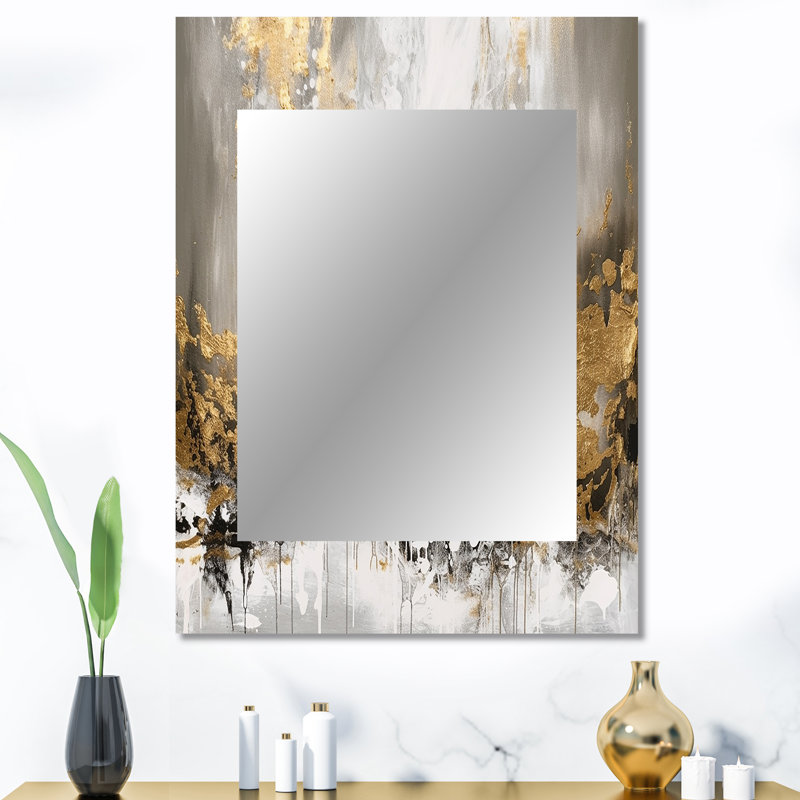 Abstrait doré et blanc, 40 po x 30 po