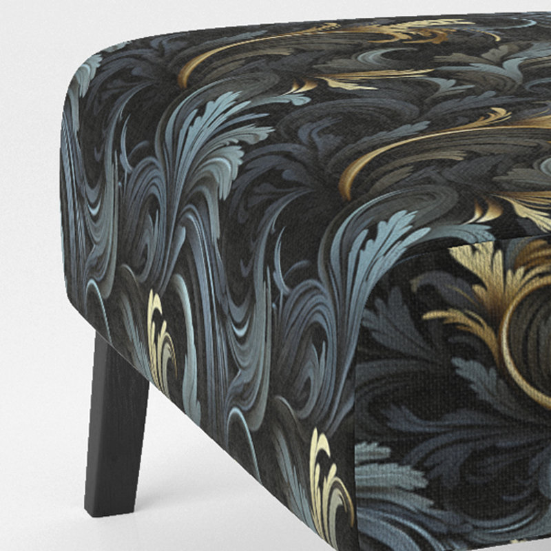 Fauteuil de chambre à motif cachemire noir et doré