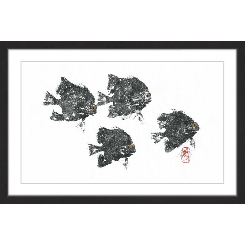 « piranhas », reproduction d’art encadrée, H 24 po x l 36 po x P 1,5 po