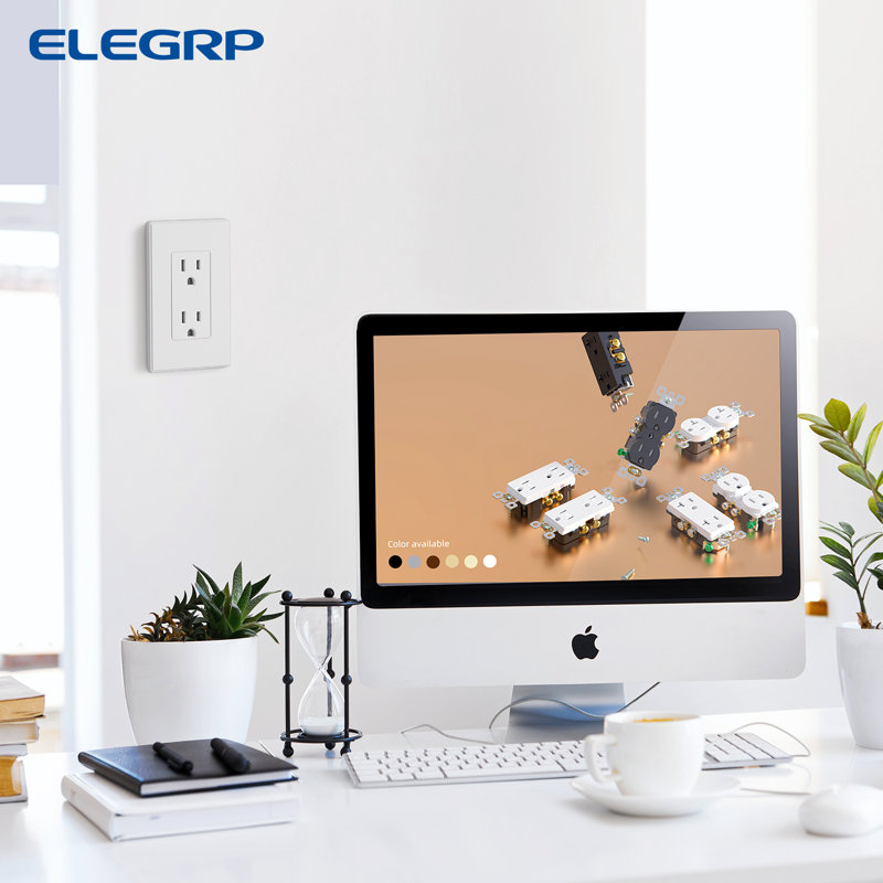 15 Tamper Resistant Duplex Outlet, White