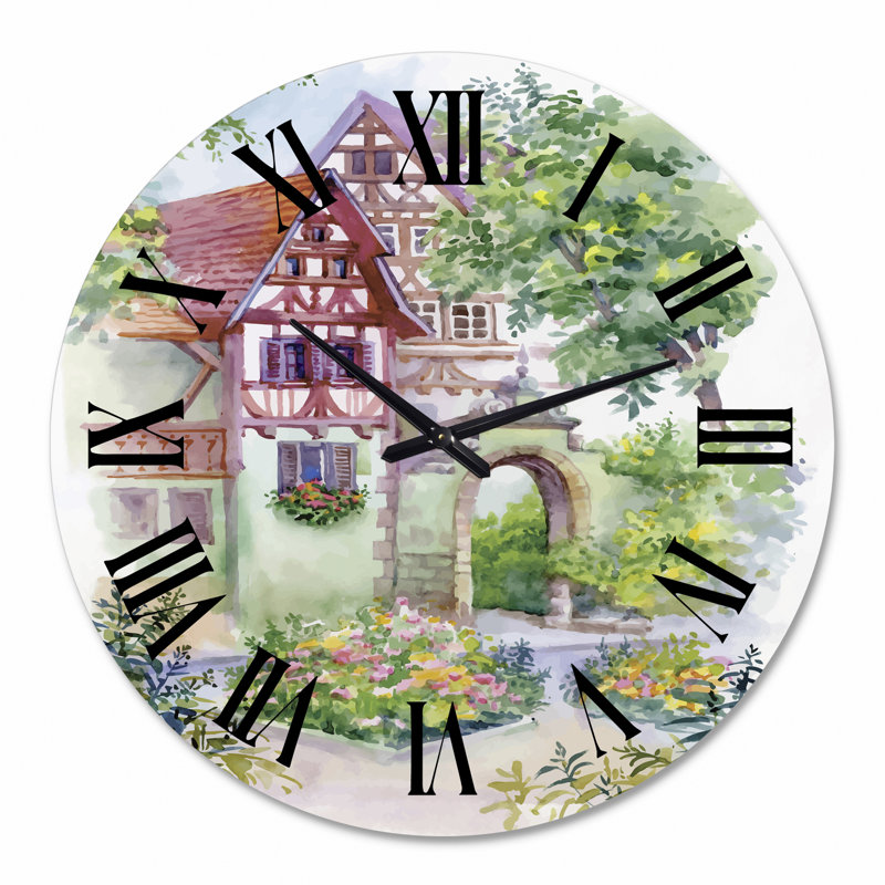 Red Rustic House In The Country Side - Horloge murale traditionnelle, Grand