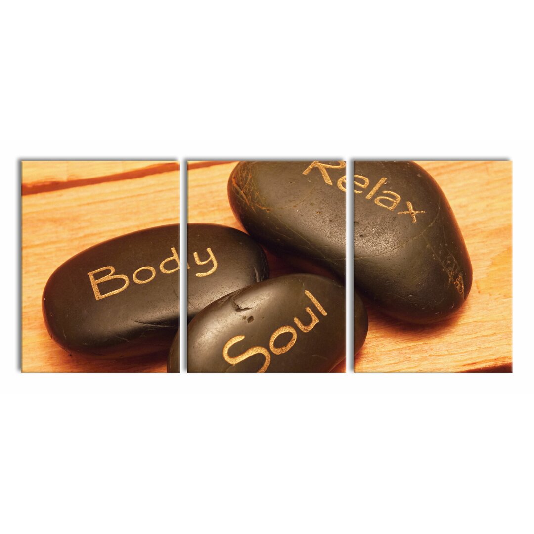 3-tlg. Leinwandbilder-Set Wellness Body Soul Relax