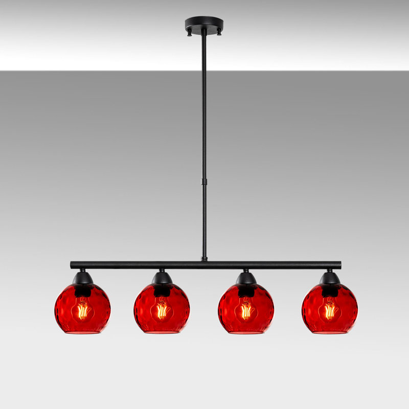 Elegant Red and Black Chandelier, Metal Body, 31.5 x 5.9 x 31.5 inches | Cap Diameter: 5.9 inches, Base Plate: Ø3.9 x 0.8 inches | 4 x E27 Socket (Max 40W) | Stylish Lighting for Home Décor, IP20 Rated, Bulb Not Included